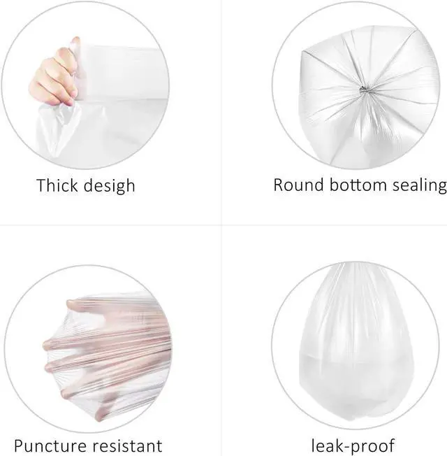 Alt view image 4 of 7 - 200 Counts 2 Gallon (1.8-2 Gal) Small Clear Trash Bags Garbage Bags by RayPard, fit 1.6,1.8,2,2.2 Gal Waste Basket, 6.5-7 Liter Strong Trash Can Liners for Home Office Kitchen Bathroom Bedroom