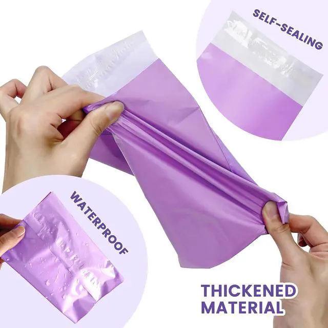 Alt view image 2 of 7 - Disposal Sanitary Napkin Bags, 100 Pcs, Purple Disposable Plastic trash bag with Self-sealing for Odor-proof, disposal of Feminine Hygiene or Pet Waste, 10" x 6"