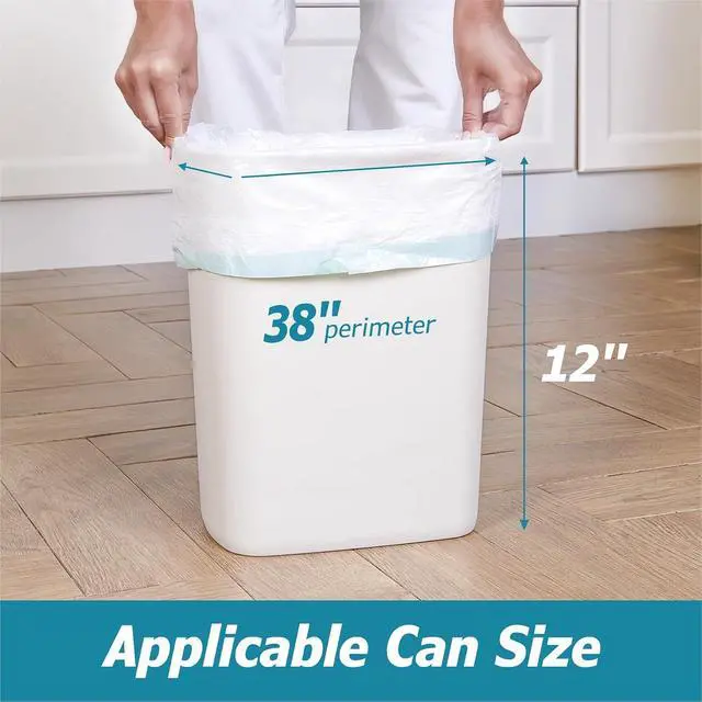 Alt view image 4 of 7 - 4 Gallon Drawstring Trash Bags - 0.5 Mil Strong - Small Garbage Bags - for Office Bathroom Kitchen - Individual, Unscented, White, 19" x 19", 60 Count