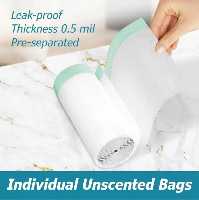 Alt view image 6 of 7 - 4 Gallon Drawstring Trash Bags - 0.5 Mil Strong - Small Garbage Bags - for Office Bathroom Kitchen - Individual, Unscented, White, 19" x 19", 60 Count