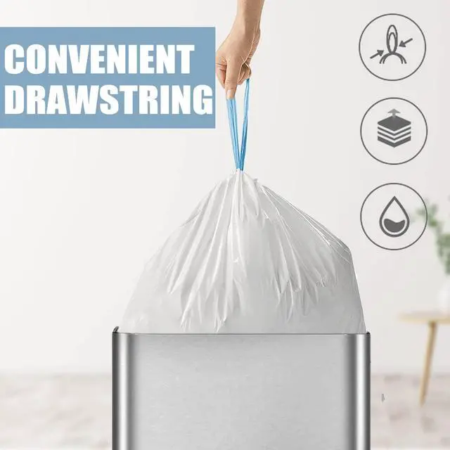 Alt view image 2 of 6 - Small Trash Bags 4 Gallon - Drawstring 4 Gallon Trash Bag, Tear-Free 4 Gal Small Garbage Bags, Separated Unscented White Small Trash Bags Bathroom Trash Bags, 57 Count
