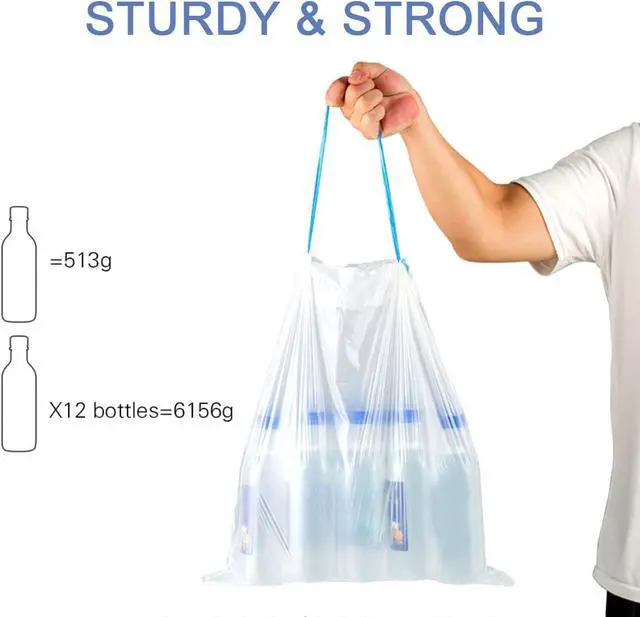 Alt view image 4 of 5 - Charmount 4 Gallon Trash Bags - Drawstring small garbage Bags - 60 Count