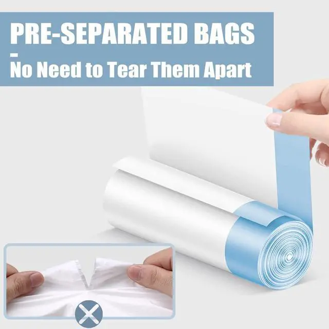 Alt view image 3 of 6 - Small Trash Bags 4 Gallon - Drawstring 4 Gallon Trash Bag, Tear-Free 4 Gal Small Garbage Bags, Separated Unscented White Small Trash Bags Bathroom Trash Bags, 57 Count