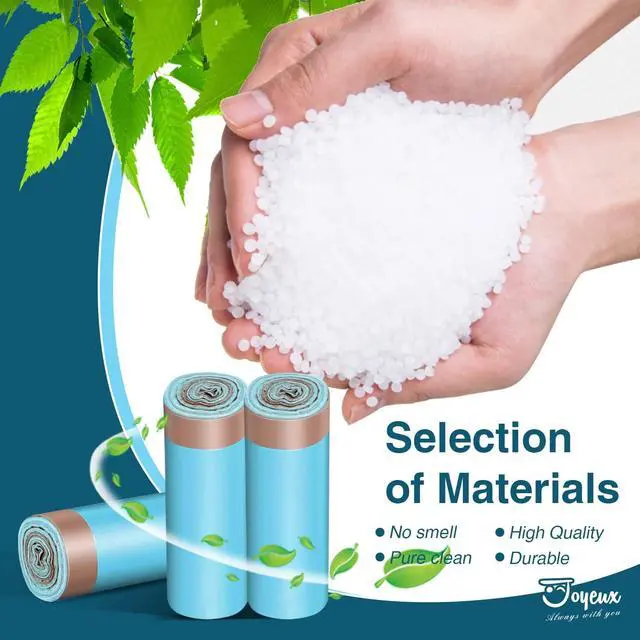 Alt view image 7 of 7 - JOYEUX 2.6 Gallon Small Trash Bags, No-Tearing Drawstring Mini Garbage Bags