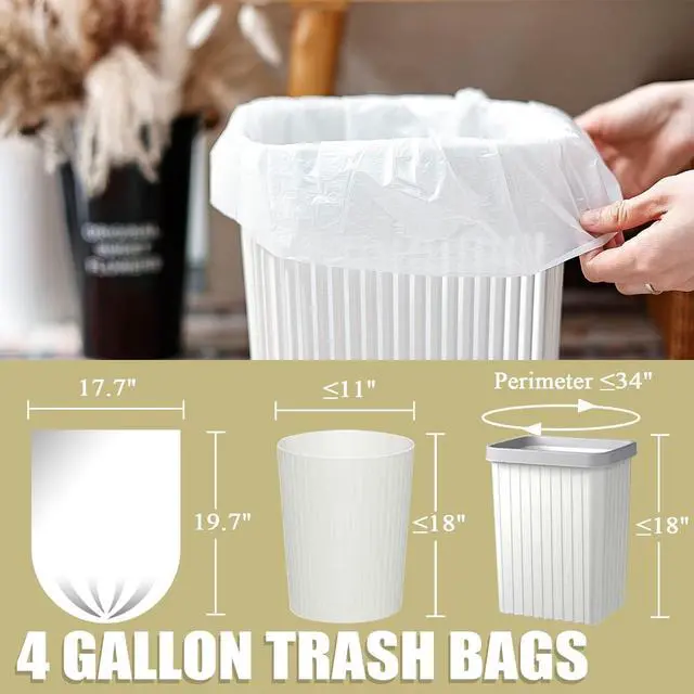 Alt view image 3 of 7 - Small Trash Bags 4 Gallon - 100 Count 4 Gallon Trash Bag, Small Garbage Bags for Office Bedroom Bathroom Trash Bags, White 4 Gal Small Trash Can Liners