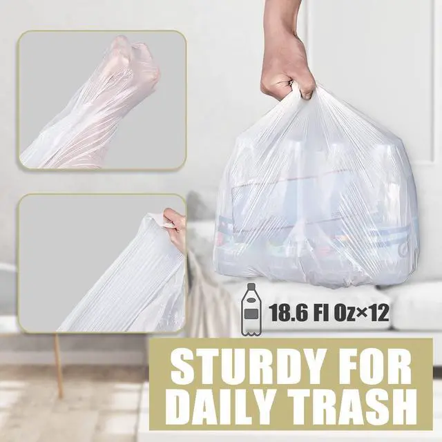 Alt view image 4 of 7 - Small Trash Bags 4 Gallon - 100 Count 4 Gallon Trash Bag, Small Garbage Bags for Office Bedroom Bathroom Trash Bags, White 4 Gal Small Trash Can Liners