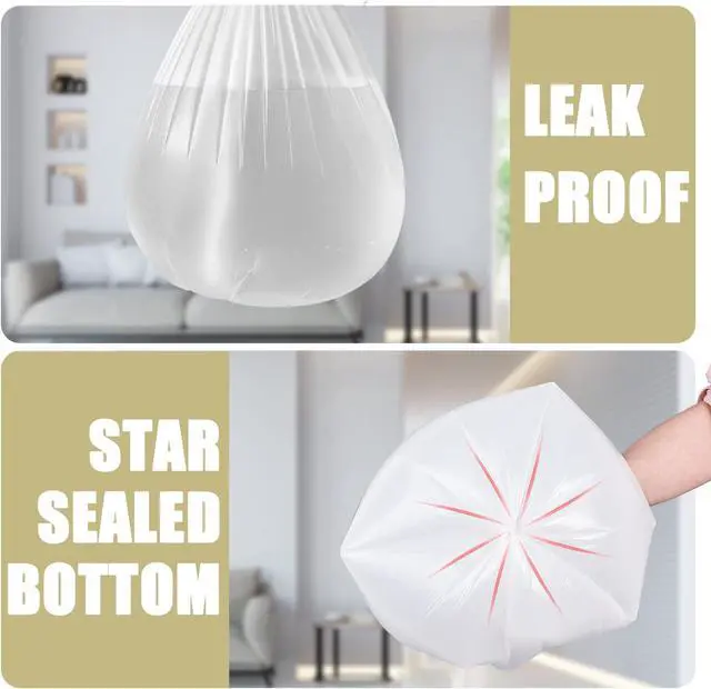 Alt view image 6 of 7 - Small Trash Bags 4 Gallon - 100 Count 4 Gallon Trash Bag, Small Garbage Bags for Office Bedroom Bathroom Trash Bags, White 4 Gal Small Trash Can Liners