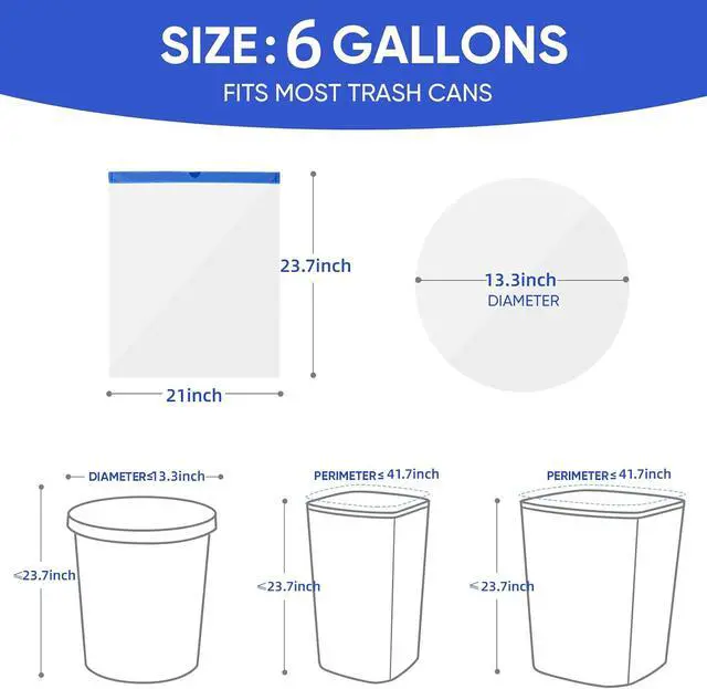 Alt view image 2 of 7 - Trash Bags 6 Gallons Drawstring Garbage Bags 60 Count for Office, Living Room, Kitchen and Bathroom Trash Cans- Thickened, Stretchy, Unscented