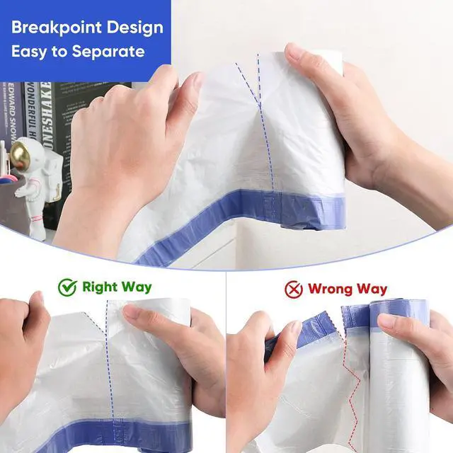 Alt view image 4 of 7 - Trash Bags 6 Gallons Drawstring Garbage Bags 60 Count for Office, Living Room, Kitchen and Bathroom Trash Cans- Thickened, Stretchy, Unscented
