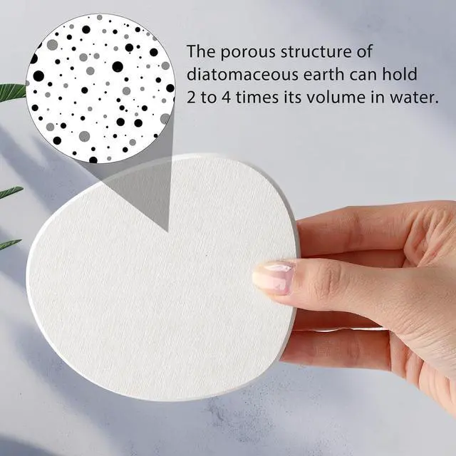 Alt view image 4 of 7 - Diatomaceous Earth Coaster Set of 6Unique White Absorbent Coasters for DrinksModern Aesthetic Instant Dry Stone Drink Coasters6,White