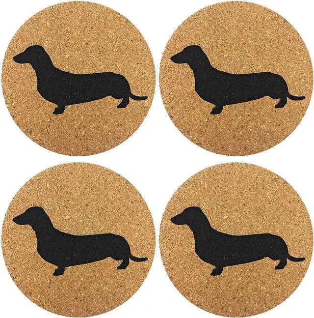 Main image of Dachshund Weiner Dog Gift Cork 4 Pack Drink Coasters Set - Basic Design Wiener Dog Decor - Perfect Decoration for Doxie Lovers