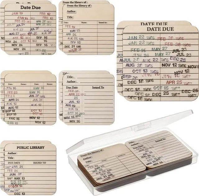 Main image of Library Card Coasters Book Club Gifts Library Due Date Card Coasters