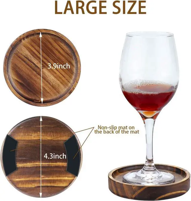 Alt view image 2 of 7 - Set of 4 Wooden Coasters for Drink Absorbent-Acacia Wood Drink Coasters Set
