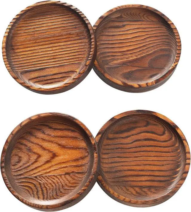 Alt view image 3 of 7 - Set of 4 Wooden Coasters for Drink Absorbent-Acacia Wood Drink Coasters Set
