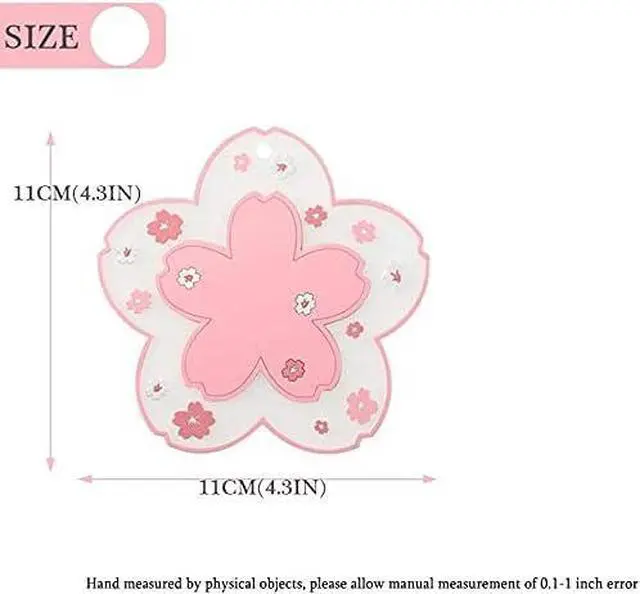 Alt view image 3 of 7 - Sakura Coasters Set of 4 Kawaii Cup Mat Anti-Skid Pot Bowl Pad Placemats PVC Cherry Blossom Coaster for Drinks Coffee Table Cute Room Home Kitchen Decor Kawaii Desk Accessories(4.3in)