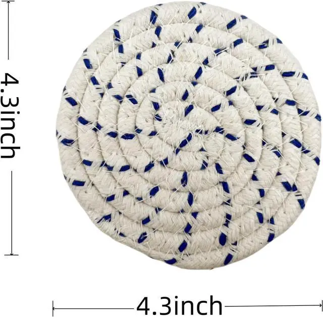 Alt view image 6 of 7 - WAZAIGUR Handmade Cotton Coasters for Drinks Set of 8 with Holder, 4.3inch