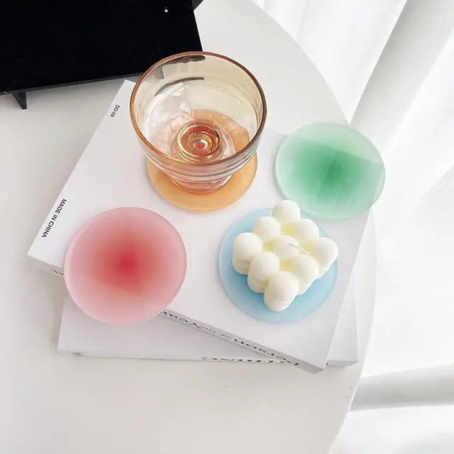 Alt view image 2 of 7 - 4 Pack Colorful Acrylic Round Coasters, 3.8 Inch