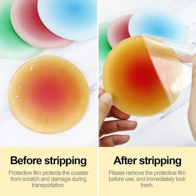 Alt view image 6 of 7 - 4 Pack Colorful Acrylic Round Coasters, 3.8 Inch