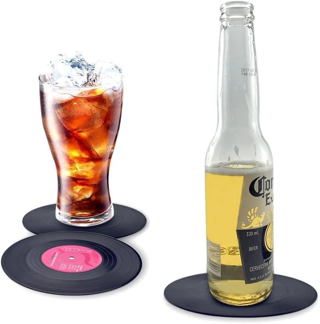Alt view image 2 of 7 - homEdge Vinyl Record Coasters, 6 Pieces of Retro Style Vinyl Coasters