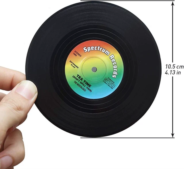 Alt view image 6 of 7 - homEdge Vinyl Record Coasters, 6 Pieces of Retro Style Vinyl Coasters