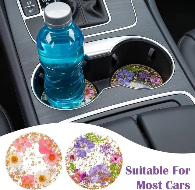 Alt view image 7 of 7 - 2pcs Floral Coasters Cute, 8.7cm/3.4Inch Non-Slip Resin Flower Coasters, Desk Coaster Set for Office Women, Cute Coaster for Drinks Coffee Table Wooden Desks Kitchen Bar Mugs
