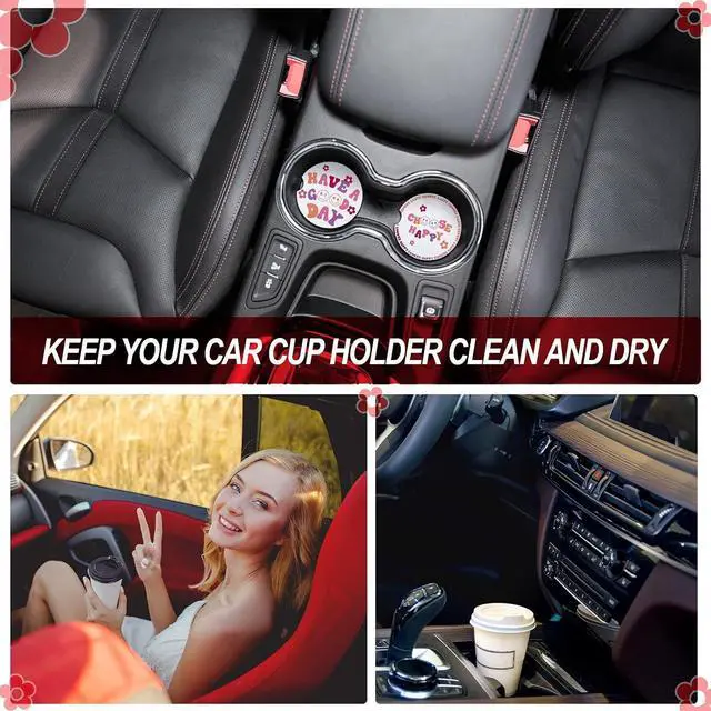 Alt view image 5 of 7 - Zubebe 6 Pcs Car Coasters for Women Ceramic, Ceramic and Cork, Cute