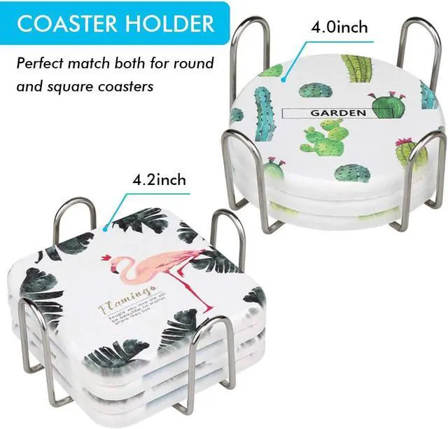 Alt view image 2 of 7 - 2 Pieces 4.5 Inch Stainless Steel Coasters Holder Storage for Both Round and Square Coasters, Hold Up 4 to 7