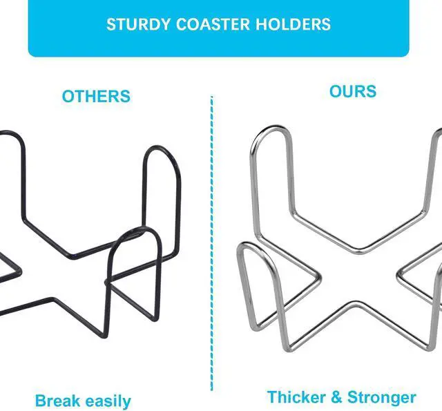 Alt view image 3 of 7 - 2 Pieces 4.5 Inch Stainless Steel Coasters Holder Storage for Both Round and Square Coasters, Hold Up 4 to 7