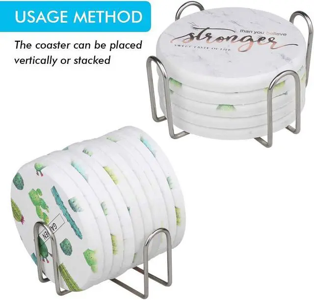 Alt view image 4 of 7 - 2 Pieces 4.5 Inch Stainless Steel Coasters Holder Storage for Both Round and Square Coasters, Hold Up 4 to 7