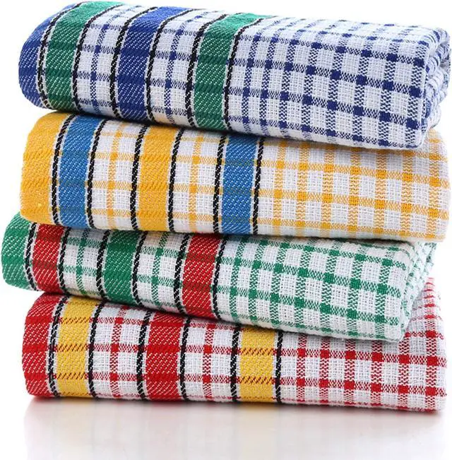 Main image of Large Kitchen Dish Towels, 16 Inch x 26 Inch Bulk Absorbent Cotton Kitchen Towels, 4 Pack Bright Colorful Tea/Bar Towel for Washing Drying Dishes and Household
