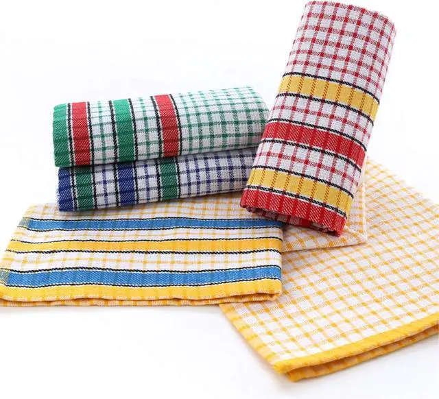 Alt view image 2 of 7 - Large Kitchen Dish Towels, 16 Inch x 26 Inch Bulk Absorbent Cotton Kitchen Towels, 4 Pack Bright Colorful Tea/Bar Towel for Washing Drying Dishes and Household