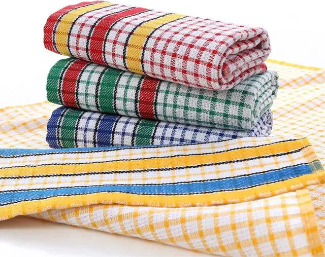 Alt view image 3 of 7 - Large Kitchen Dish Towels, 16 Inch x 26 Inch Bulk Absorbent Cotton Kitchen Towels, 4 Pack Bright Colorful Tea/Bar Towel for Washing Drying Dishes and Household