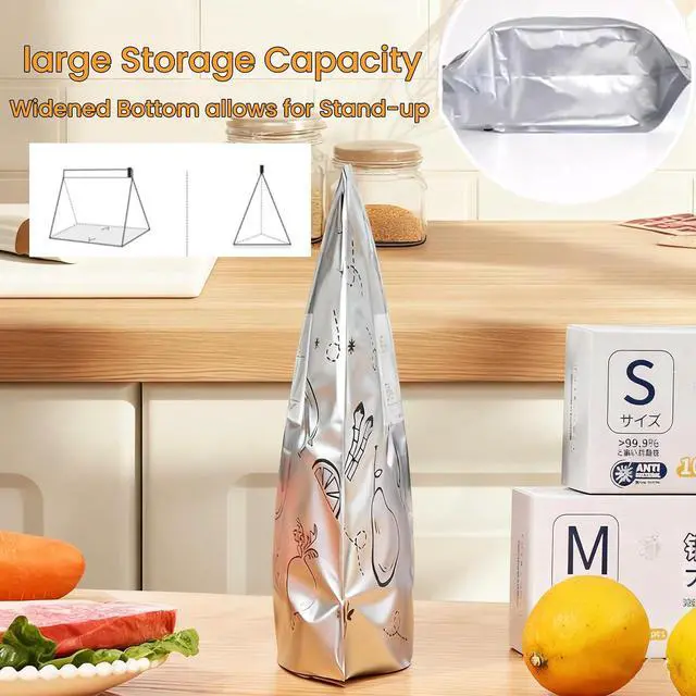 Alt view image 2 of 6 - 30Pcs Reusable Aluminum Foil Sealable Storage Bags(10*S+10*M+10*L)