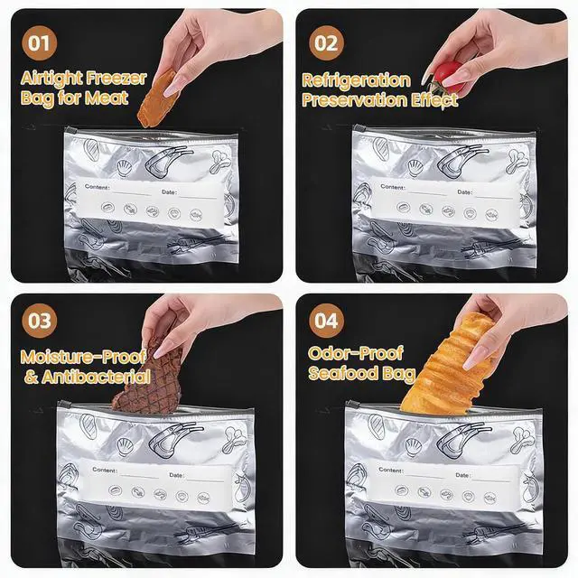 Alt view image 5 of 6 - 30Pcs Reusable Aluminum Foil Sealable Storage Bags(10*S+10*M+10*L)