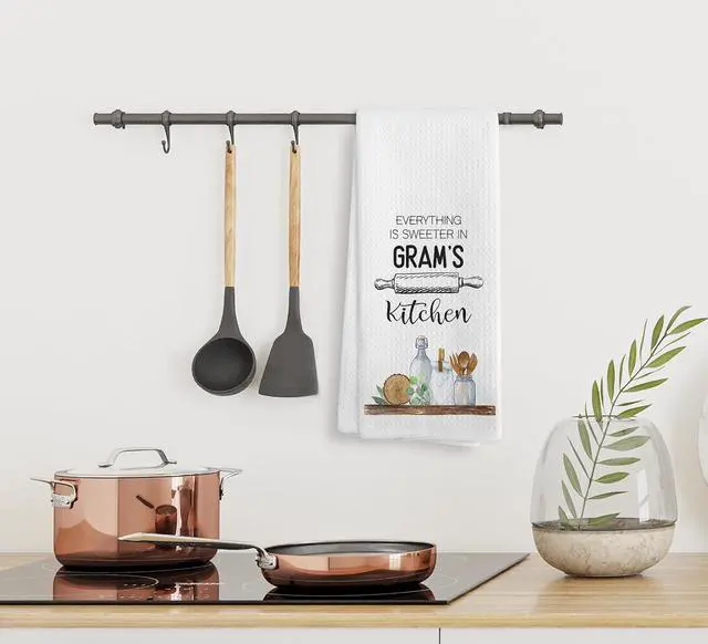 Alt view image 5 of 7 - Gram's Kitchen Towels and Dishcloths, Gram Grandma Gifts Gift for Grandma Mothers Day Christmas Birthday from Grandkids, Gram Drying Cloth Hand Towels Tea Towels for Bathroom Kitchen, 16×24 Inch