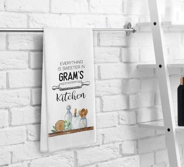 Alt view image 6 of 7 - Gram's Kitchen Towels and Dishcloths, Gram Grandma Gifts Gift for Grandma Mothers Day Christmas Birthday from Grandkids, Gram Drying Cloth Hand Towels Tea Towels for Bathroom Kitchen, 16×24 Inch