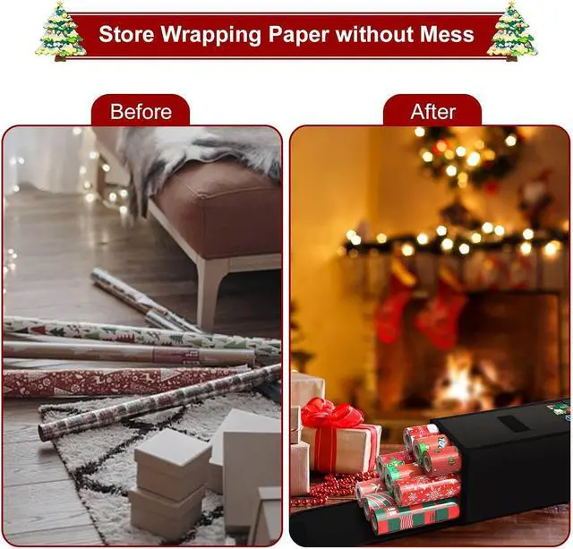 Alt view image 7 of 7 - Demao Wrapping Paper Storage Bag 31", Gift Wrapping Paper Organizer Storage Containers with Pocket for Crafts Poster Tools, Christmas Wrap Paper Holder fits for 9 Standard Rolls (Black-1pc)