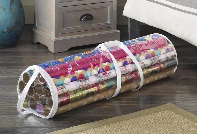 Alt view image 2 of 7 - Whitmor 6044-4924 Clear Gift Wrap Organizer - Zippered Storage for 25 Rolls