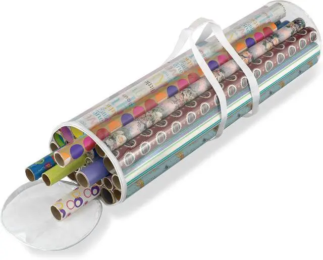 Alt view image 4 of 7 - Whitmor 6044-4924 Clear Gift Wrap Organizer - Zippered Storage for 25 Rolls