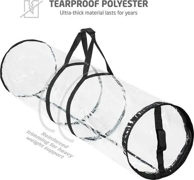 Alt view image 5 of 7 - ZOBER Round Christmas Gift Wrapping Paper Organizer Storage - 40 Inch Gift Wrap Storage Containers - Wrapping Paper Holder, Clear PVC Waterproof, Fits 25 Standard Rolls - Black