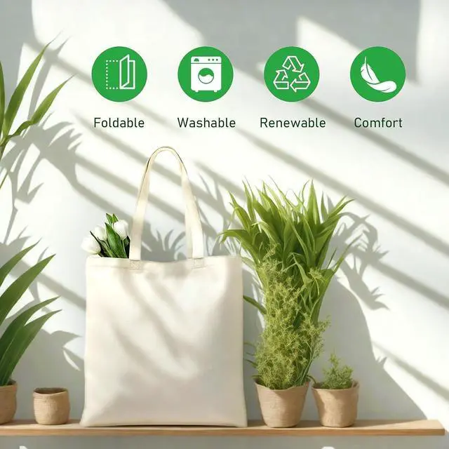 Alt view image 5 of 6 - 1-200 Pack Available Canvas Reusable Tote Bags with Handle, 1 Pack