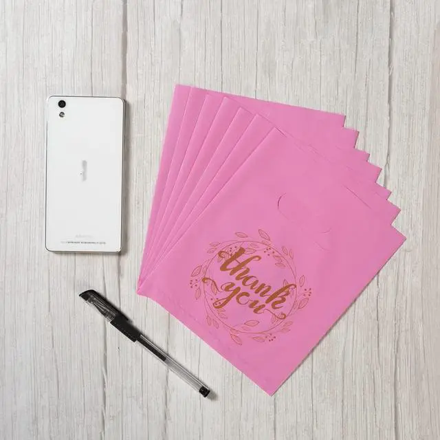 Alt view image 3 of 7 - Wishop 100 Pieces Thank You Merchandise Bags, 6.3x7.9 Inches, Pink