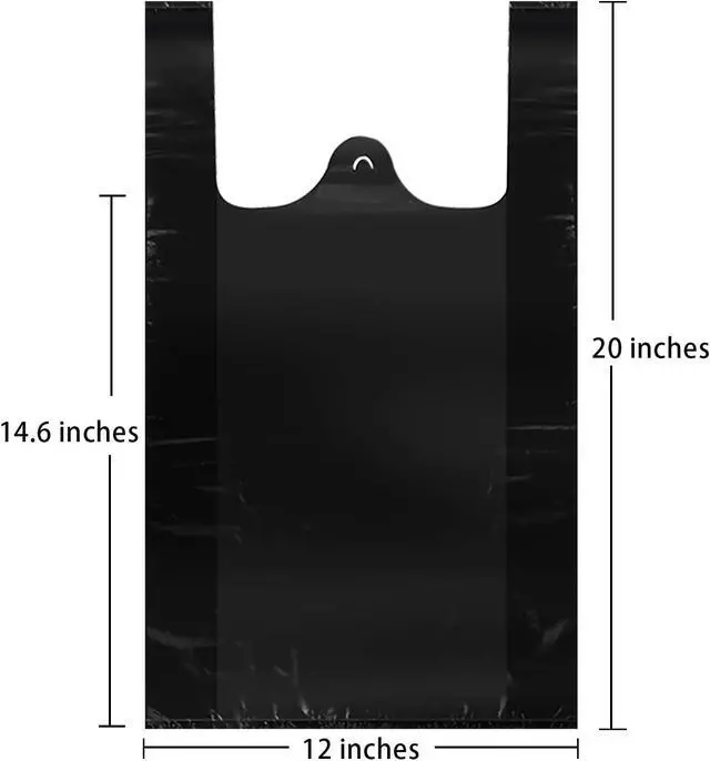 Alt view image 2 of 7 - LazyMe Black Plastic Bags with Handles, T Shirt Bags 12x20 Inch, 50 Count