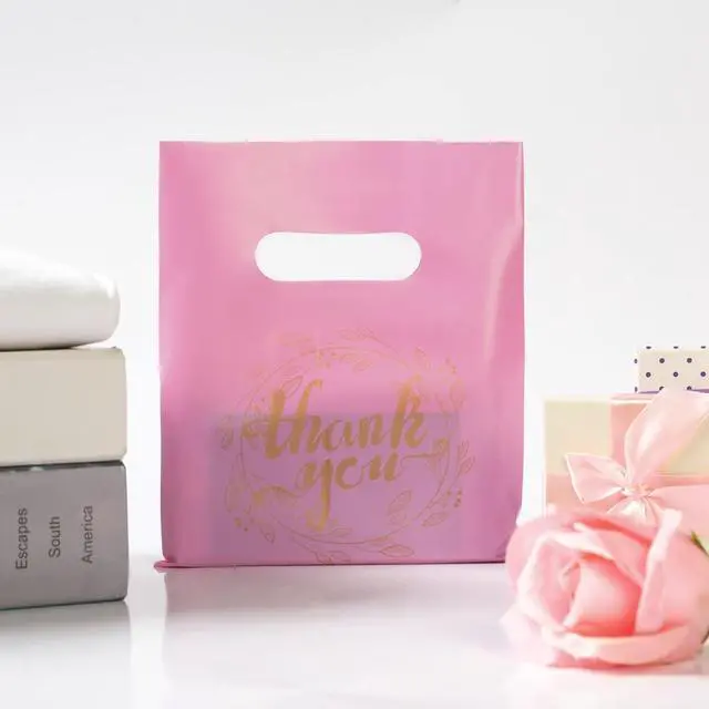 Alt view image 5 of 7 - Wishop 100 Pieces Thank You Merchandise Bags, 6.3x7.9 Inches, Pink