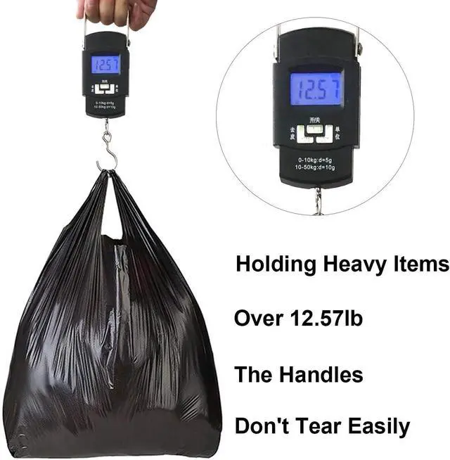 Alt view image 4 of 7 - LazyMe Black Plastic Bags with Handles, T Shirt Bags 12x20 Inch, 50 Count