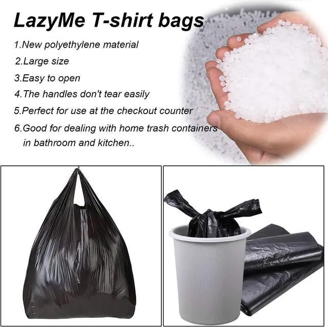 Alt view image 5 of 7 - LazyMe Black Plastic Bags with Handles, T Shirt Bags 12x20 Inch, 50 Count