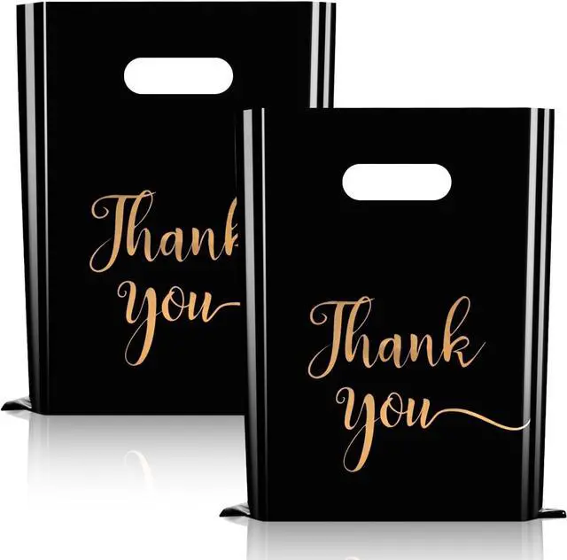 Main image of Thank You Merchandise Bags, 100 Pack, 9x12 inches, Extra Thick, Retail Plastic Shopping Gift Bags, Tear Resistant and Strong