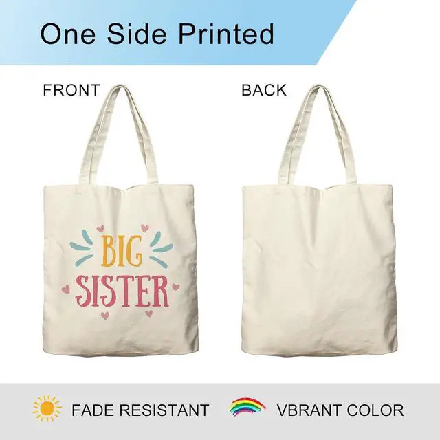 Alt view image 5 of 6 - Dlzdn Big Sister Canvas Tote Bag For Women Aesthetic Cute Big Sister Tote Bag Shopping Grocery Bag Beach Bag Gifts for Women Teacher Bag Reusable Grocery Bag