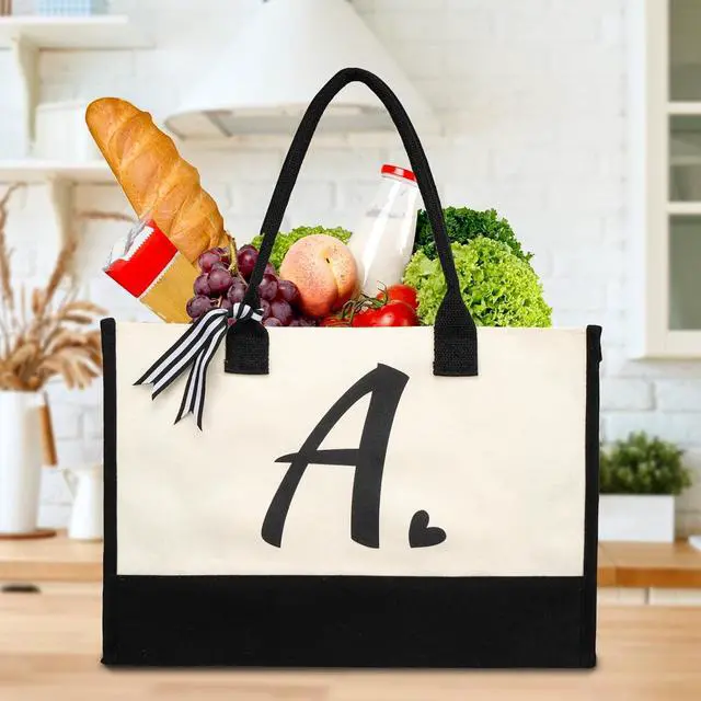 Alt view image 3 of 6 - shenee Initial Canvas Tote Bag, Personalized Beach Bags Gift for Women