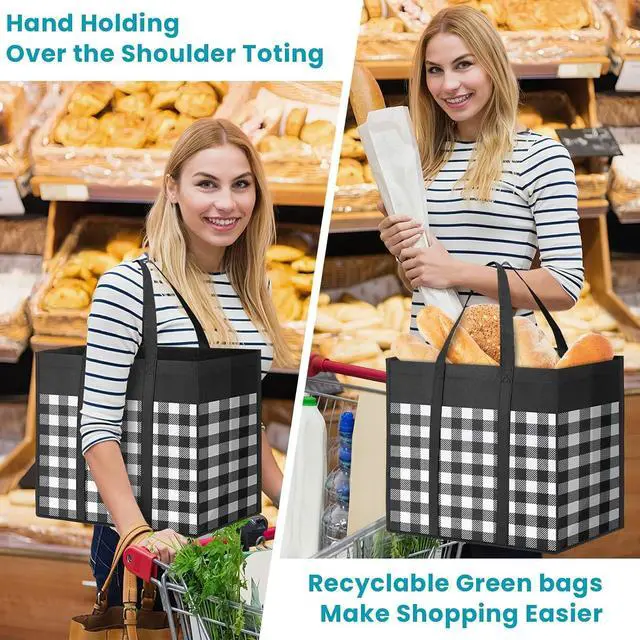 Alt view image 2 of 6 - WOWBOX Reusable Grocery Bags, Foldable Reusable Shopping Tote Bags